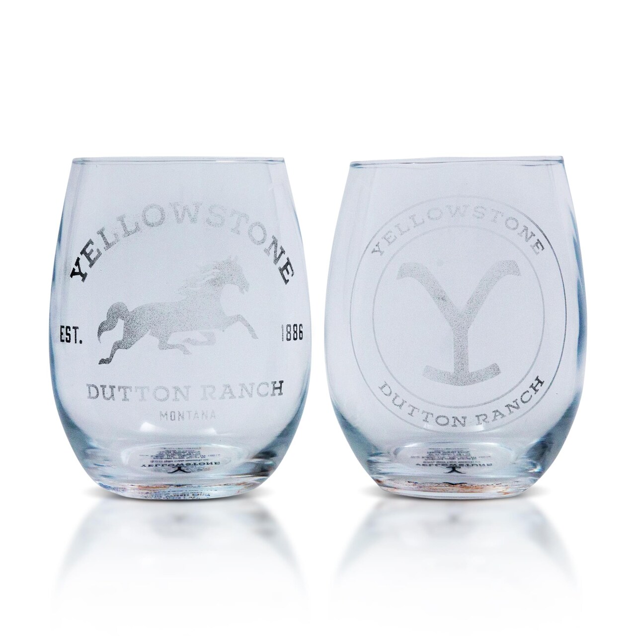 Yellowstone Dutton Ranch 20-Ounce Stemless Wine Glasses | Set of 2